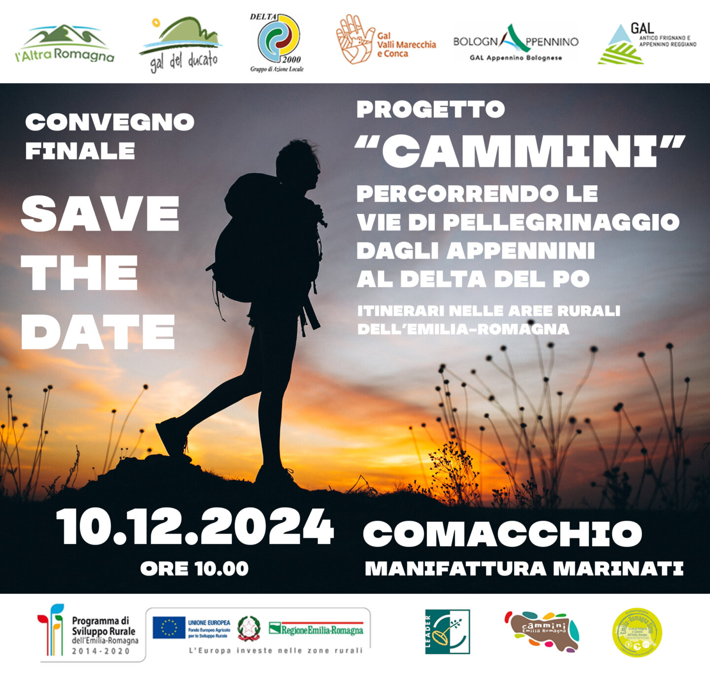 SAVE THE DATE! CONVEGNO FINALE "CAMMINI"<br>10.12.2024 ORE 10.00 MANIFATTURA MARINATI - COMACCHIO FE